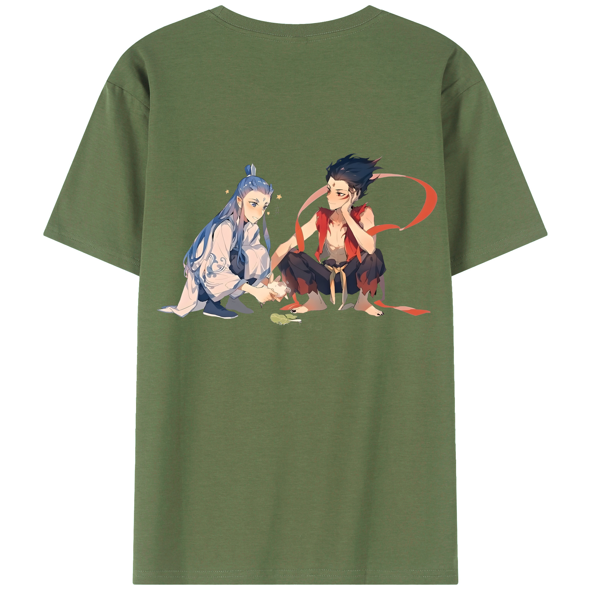 （画像用） Ne Zha 2 ナタ 魔童の大暴れ 綿100％ メンズ半袖Tシャツ（バックプリント） 通気性